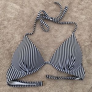 Black & White Striped Bikini Top